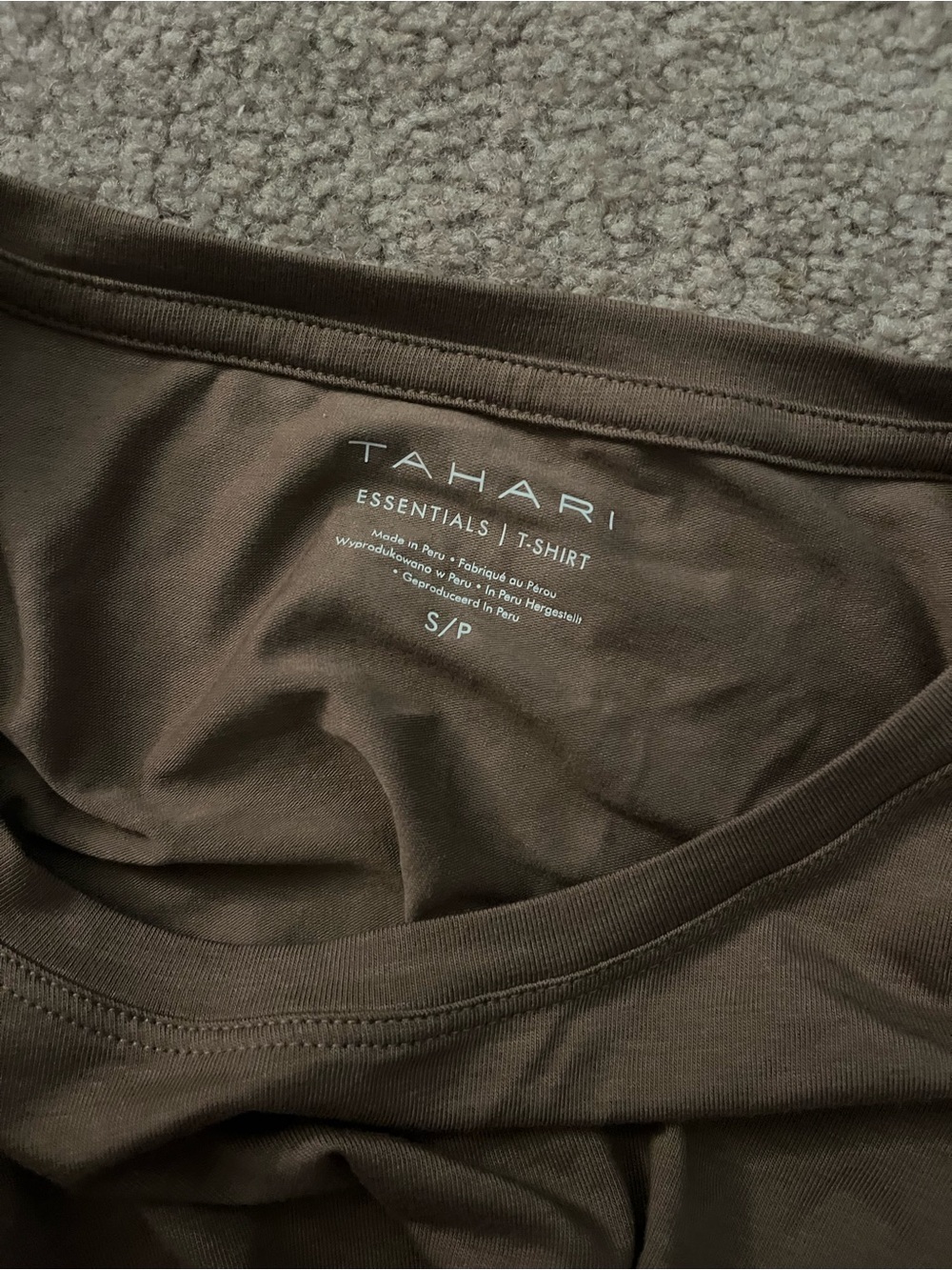 Tahari Essentials Basic Casual Brown Short Sleeve Tee Shirt - Picture 3 of 4